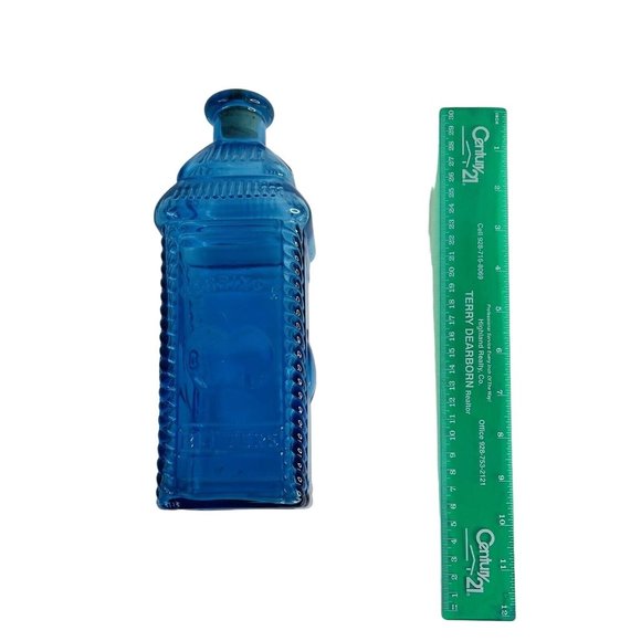 Vintage Blue Decanter Apothecary Bottle BERRING'S APPLE BITTERS Wheaton Glass 9" - Picture 6 of 8